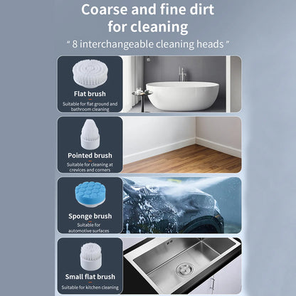 Cordless 360° Spin Scrubber with 8 Heads