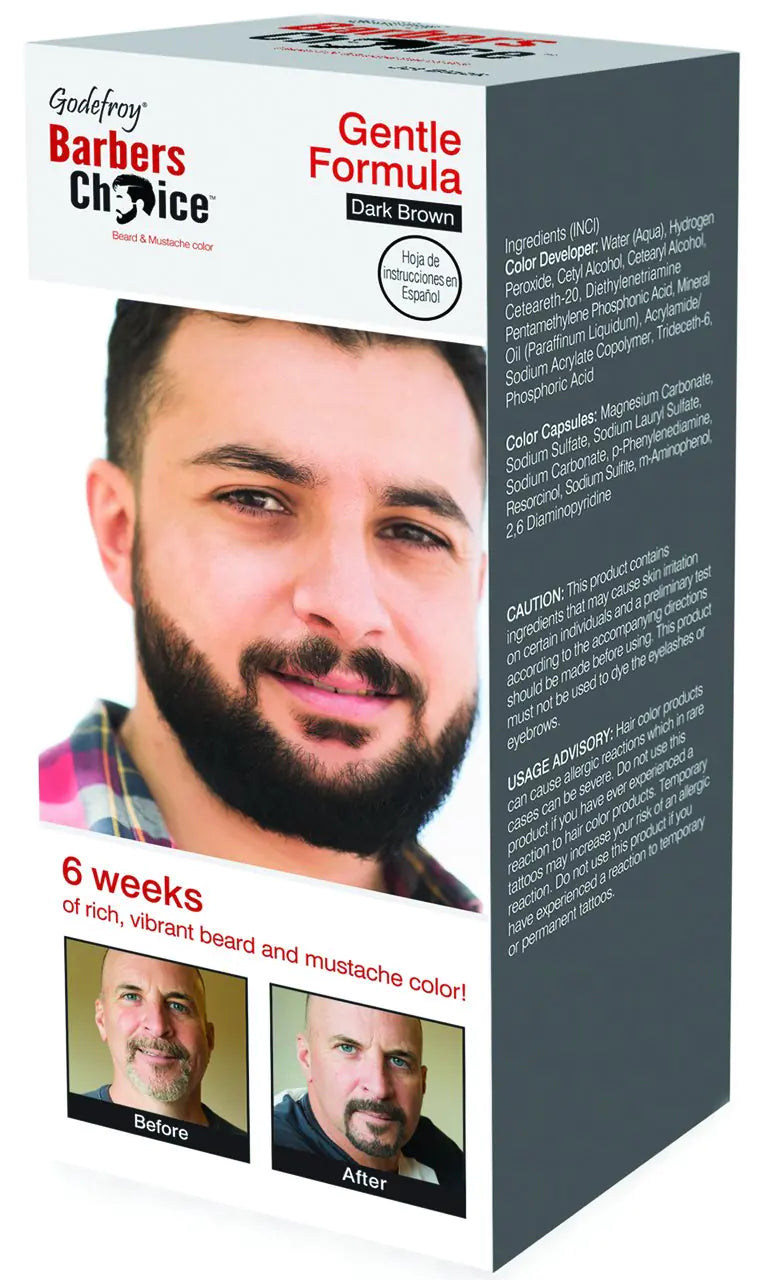 Godefroy Barbers Choice 3 Application Beard and Mustache Dye For Men 6 weeks of Cover For Gray Facial Hair Dark Brown
