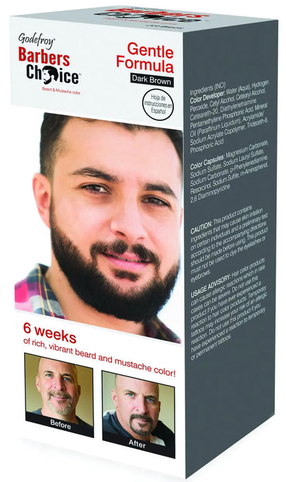 Godefroy Barbers Choice 3 Application Beard and Mustache Dye For Men 6 weeks of Cover For Gray Facial Hair Dark Brown